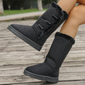winter new round toe retro toggle closure fleece-lined thickened warm flat cotton shoes snow boots women's wholesale
