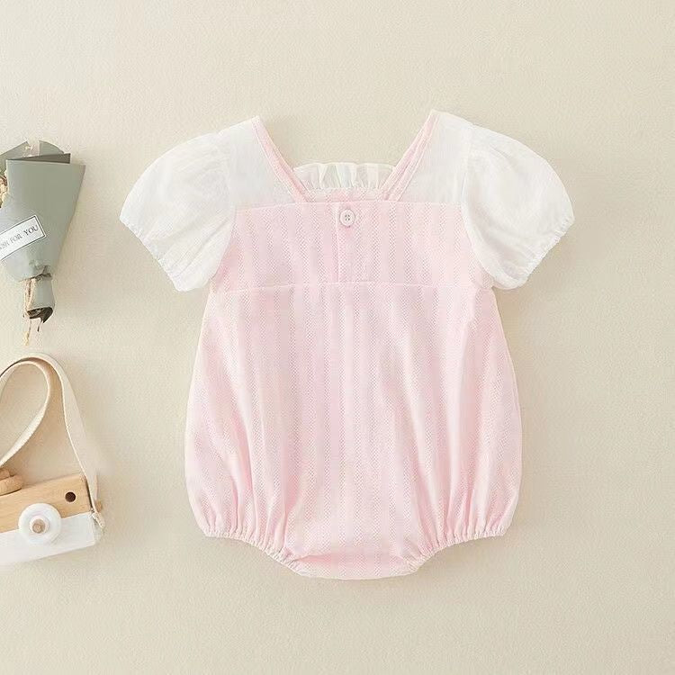 Baby clothes summer romper lightweight newborn bodysuit girl's summer fashion jumpsuit full month hundred days princess outfit