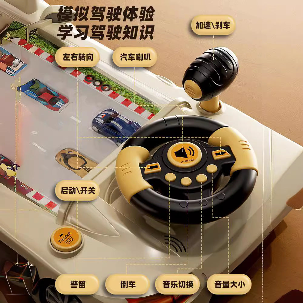 Multi-functional steering wheel driving toy for kids - adventure game console, educational early learning, story-based racing, cross-border e-commerce