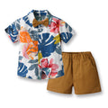children's clothing boys' shirts spring and summer beach style floral shirt short-sleeved suit vacation summer floral shirt boys