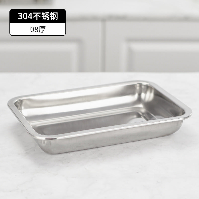 Stainless steel plate tray rectangular cold dish plate dinner plate dumpling plate household fish plate commercial barbecue square plate