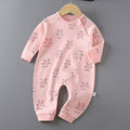 Baby long sleeves bag butt pure cotton breathable male and female baby spring & fall summer jumpsuit small monthly long climbing hoodie