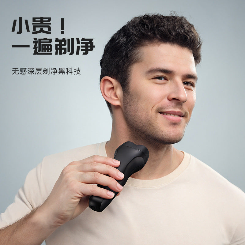Men's electric shaver with dual blades, floating head, washable design, type-c fast charging, ready to ship