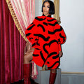 Q034autumnew arrival single breasted looseprinting lapel lantern sleeve shirt skirtfashionplus sizeexportdress