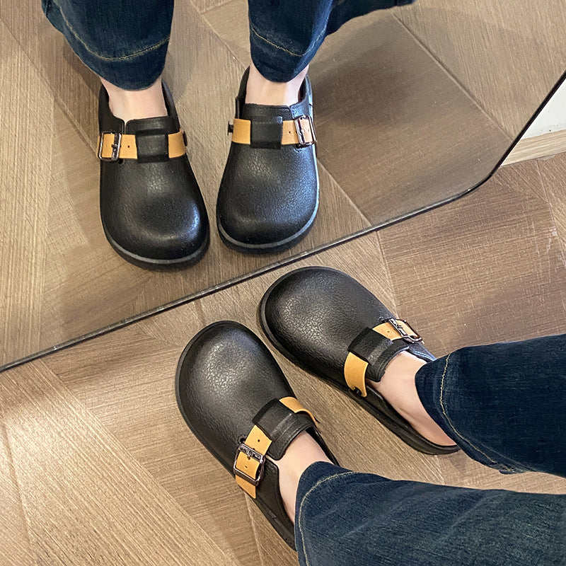 New women's half-slippers, closed-toe slides, summer outdoor sandals, thick-soled non-slip fashion beach sandals for female students