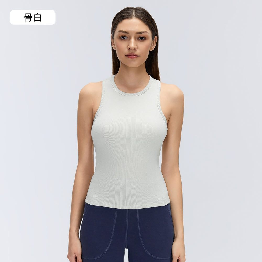 Modal comfortable sports tank top for women - summer, padded, slim fit, sleeveless yoga top d26035