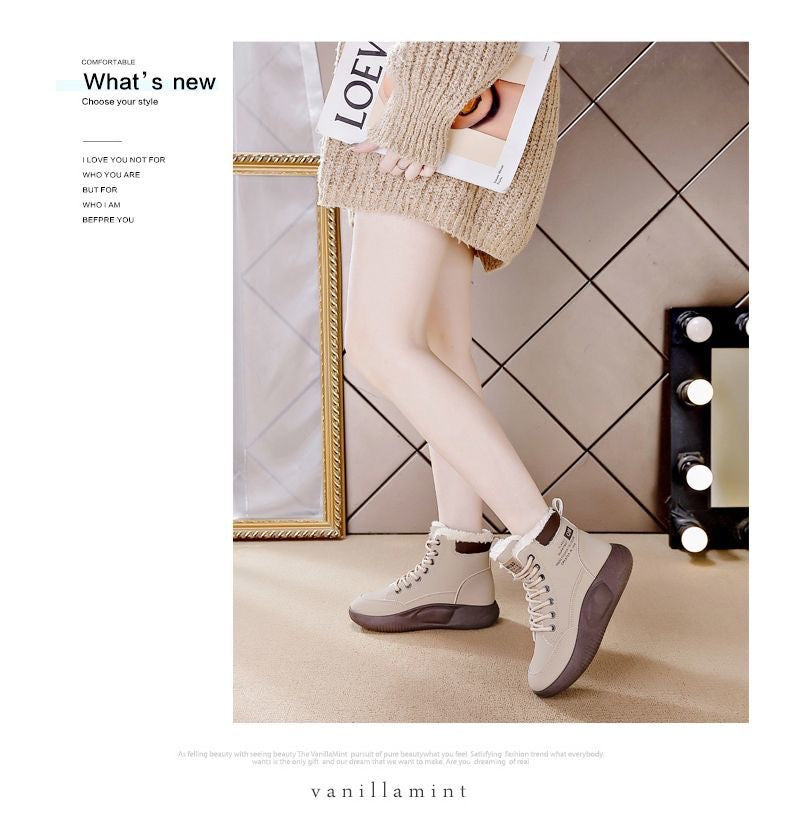 2025 women's winter collection: new trendy winter shoes - fleece-lined, extra thick cotton shoes, cold-weather warmth, casual chunky sole ankle boots