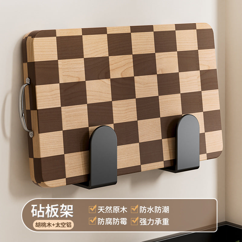 Walnut non-punching lid rack, kitchen rack, wall-mounted cutting board, cutting board, wall storage artifact rack