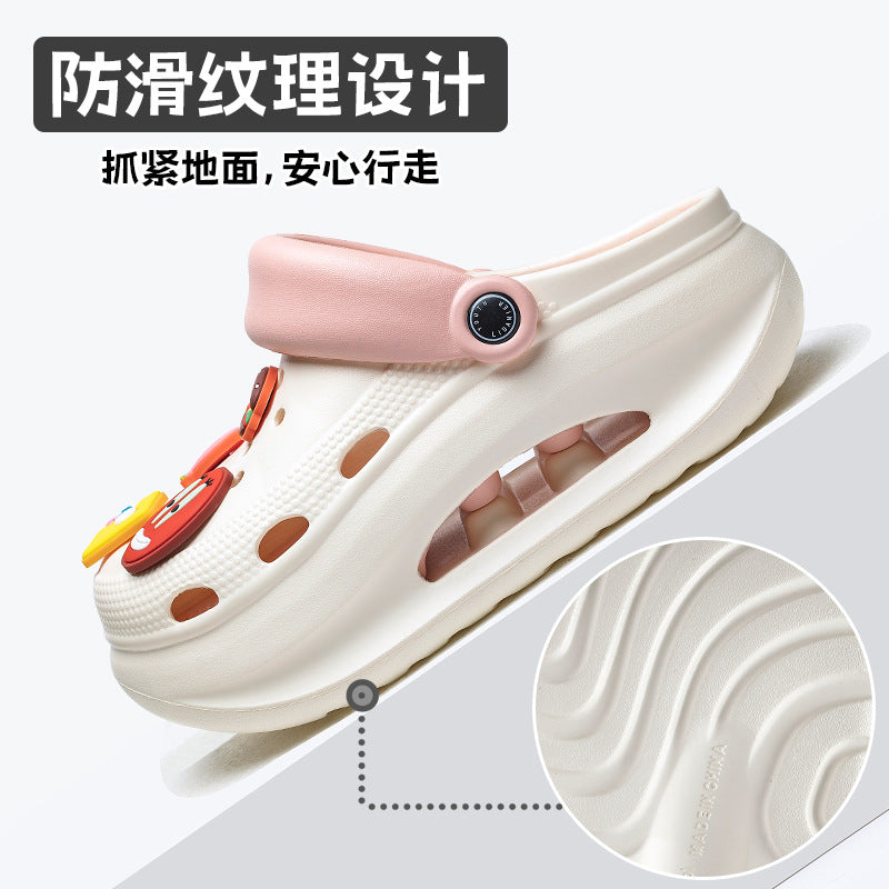 Spongebob squarepants thick sole crocs women's new arrival non-slip beach heightening toe cap sandals slippers women's summeroutwear