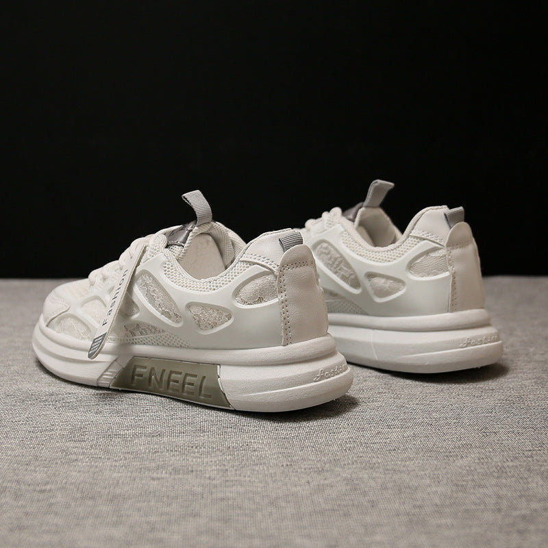 Women's white sneakers 2026 new summer mesh shoes versatile thick sole thin style breathable casual athletic dad shoes