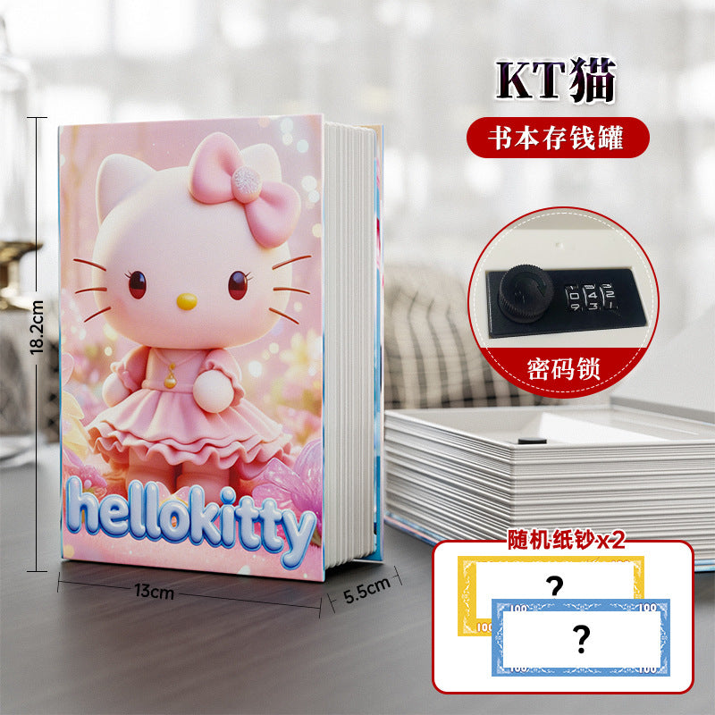 Labubu cartoon animation piggy bank new arrival book style girl girl safe savings box exquisite book cover imitation