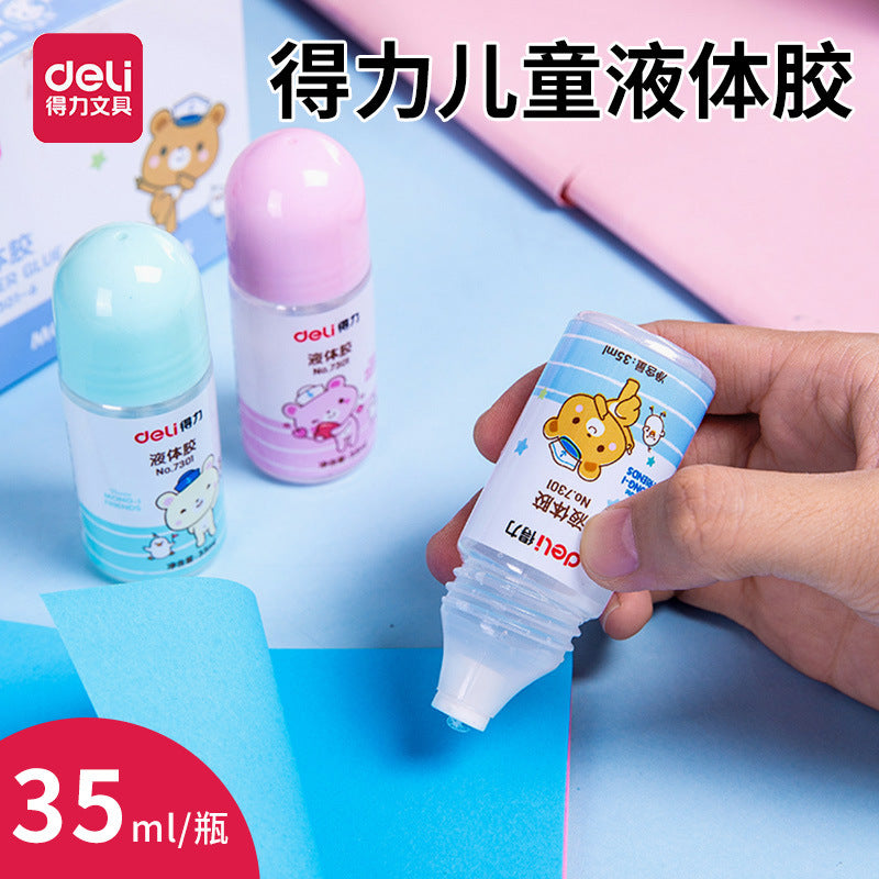 Deli 7301 Liquid Mini Glue Children's 35ML Cute Glue Transparent Kawaii Glue Liquid Glue Stationery