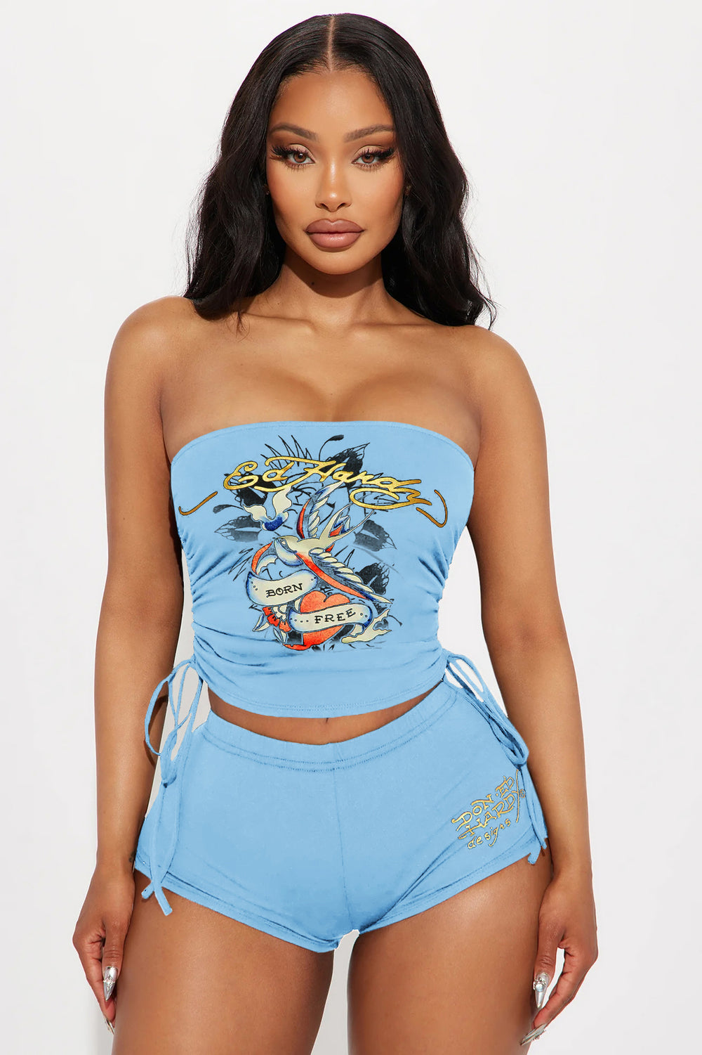 cross-border european and american women's apparel: unique and beautiful printed bandeau top and shorts set - wholesale two-piece layering outfit