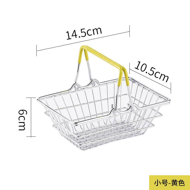 Cross-border  wrought iron simulation shopping basket household cosmetics sundries storage decorative shelf shooting props