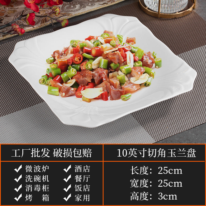 High-end ceramic pure cabbage plate, special-shaped asymmetrical cold dish plate, stir-fry plate, tableware for restaurants and hotels
