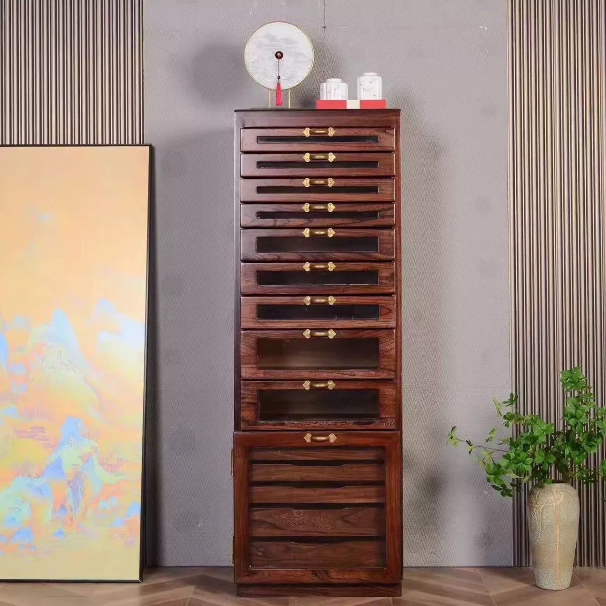 Black walnut solid wood antique storage box jewelry box locker storage cabinet tea set tea cake dental cabinet