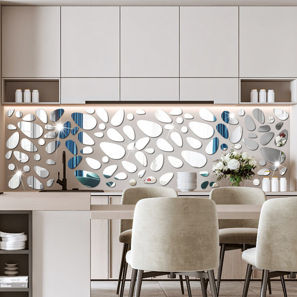 JM554   pebble-shaped mirror sticker home wall background living room bedroom decal