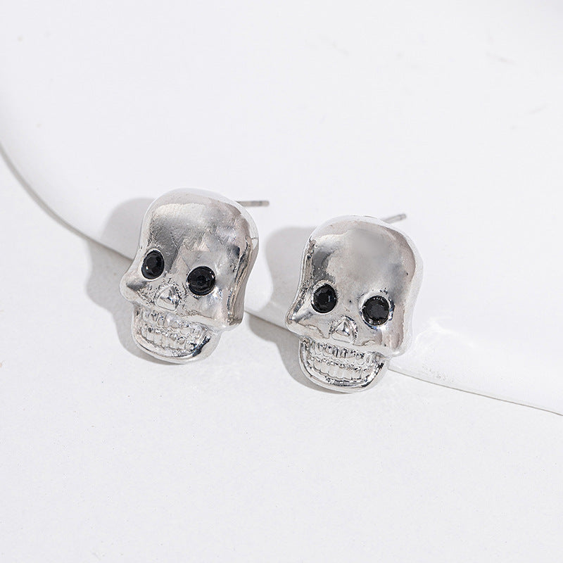 Halloween earrings wholesale fashion cross-border diamond-encrusted skull alloy jewelry pumpkin head witch earrings bat earrings