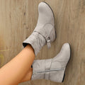 retroboots women's large size suede flats belt buckle women's export short boots zipper round toe women's boots wholesale