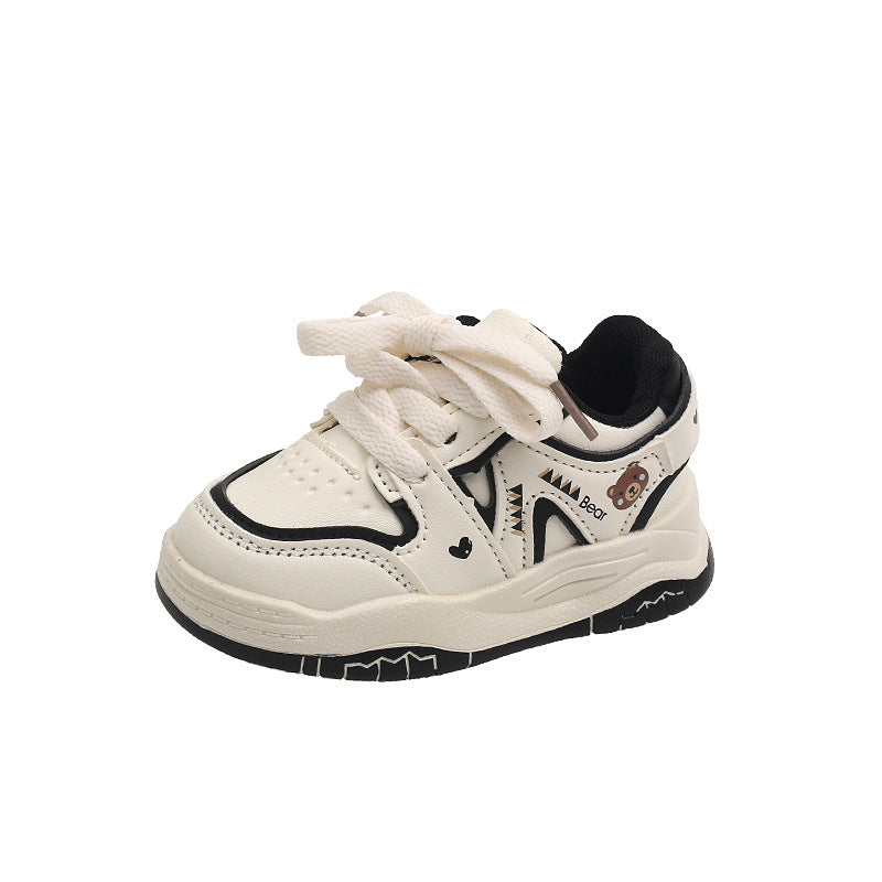 Clearance sale: korean style cartoon anti-slip casual shoes for boys and girls - trendy white sneakers for toddlers and young children