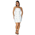 C7606 cross-border   fashion women's sexy bandeau backless double-breasted dress - new