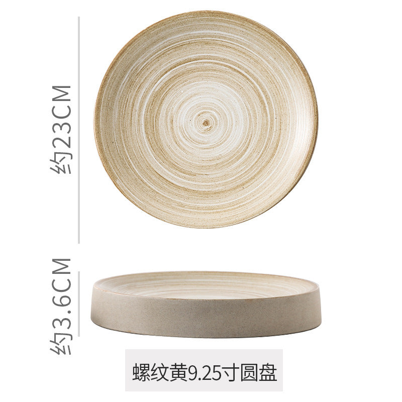 Stylish high-looking clay western food snack round plate restaurant hotel for home pastry dessert plate classy plate