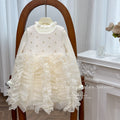 Girls' fleece-lined dress - new autumn/winter  collection: stylish wavy hem sundress, warm base layer, princess dress