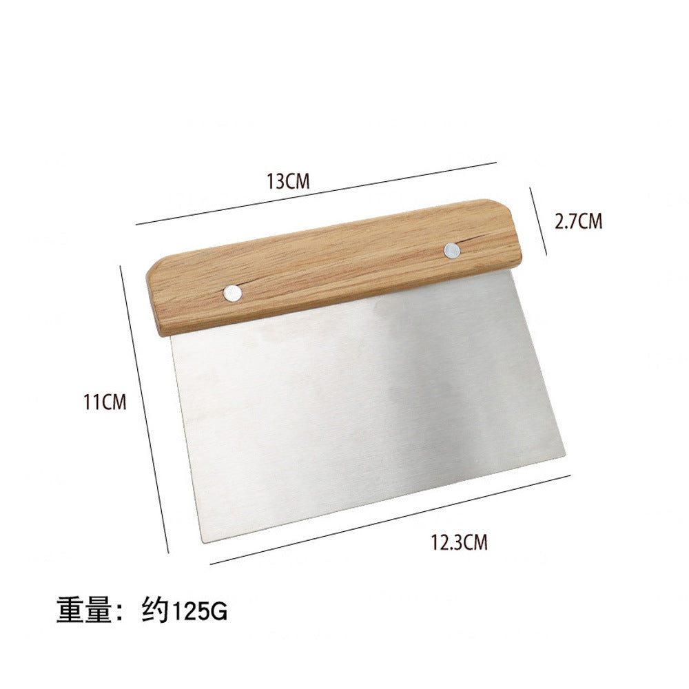 430 stainless steel beech wood handle cream scraper dough cutting knife pancake baking tool pancake knife