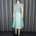 Summer new round neck rose jacquard bridesmaid dress bow tie elegant party dress