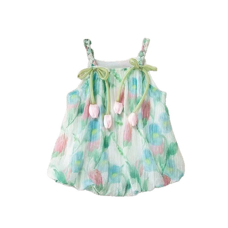 Summer lightweight tulip romper - newborn baby outfit - summer sling romper - baby girl bodysuit - trendy style