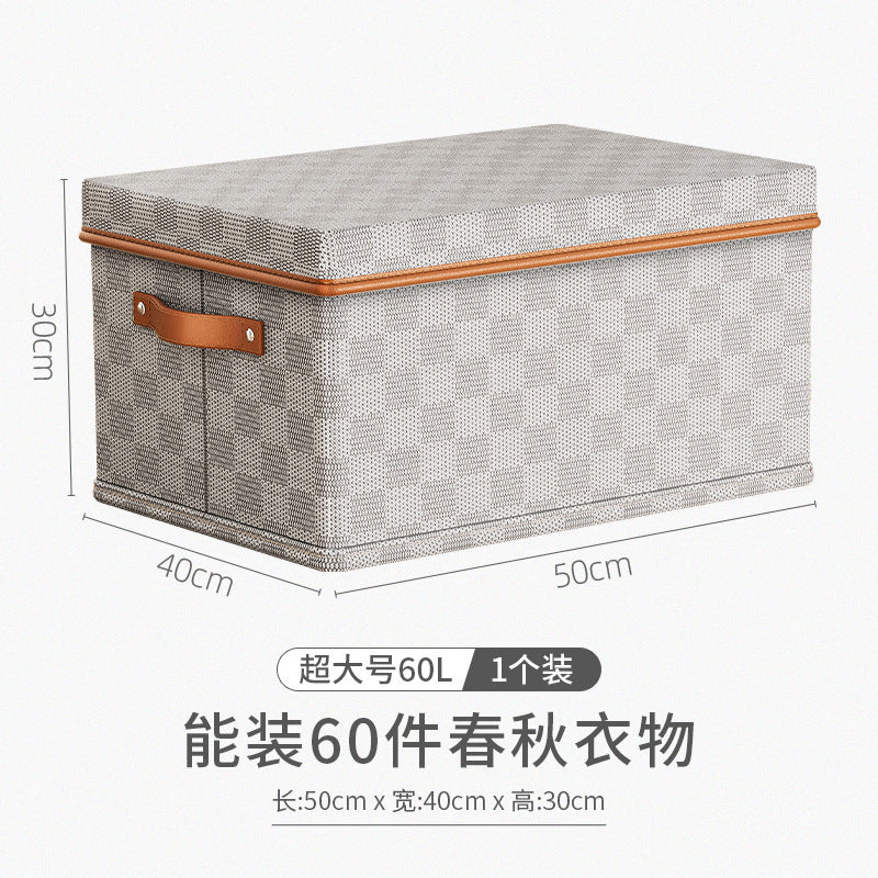 New non-woven checkerboard heaven and earth cover clothes storage box clothing household finishing artifact box toy storage basket