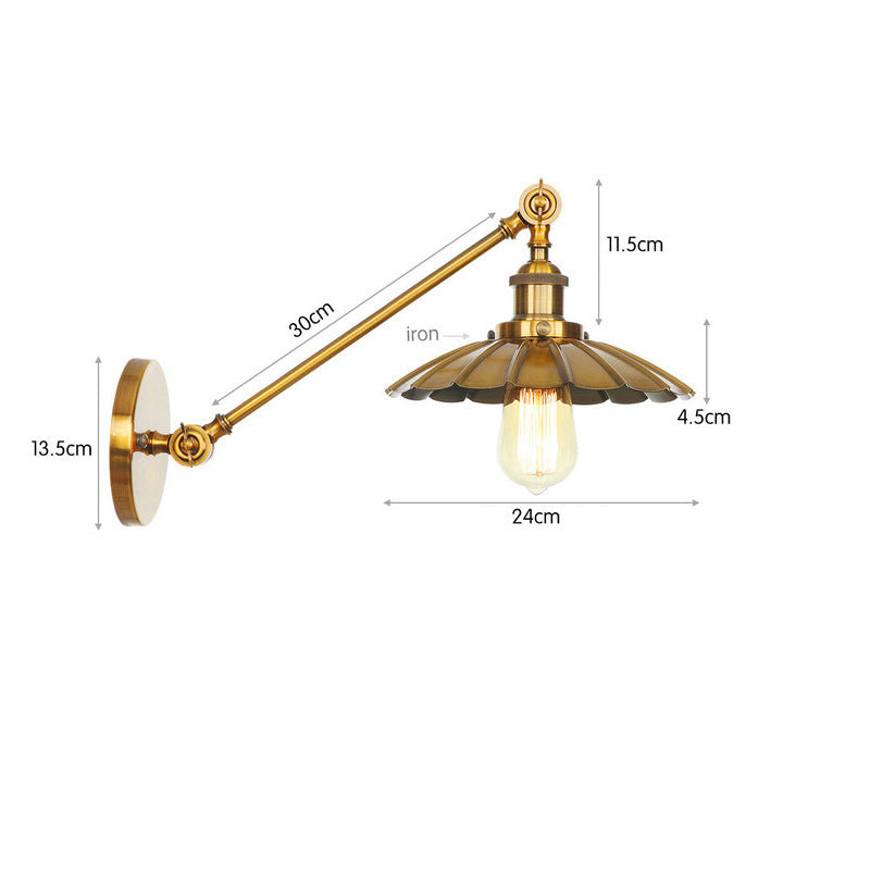 American industrial wind wrought iron wall lamp, living room retro background wall lamp, aisle entrance, golden simple bedroom bedside lamp