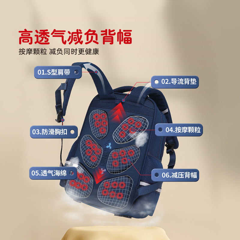 School bag children's primary school grades 3 to 6 multi-compartment large-capacity load reduction spine protection school bag spot custom printing logo