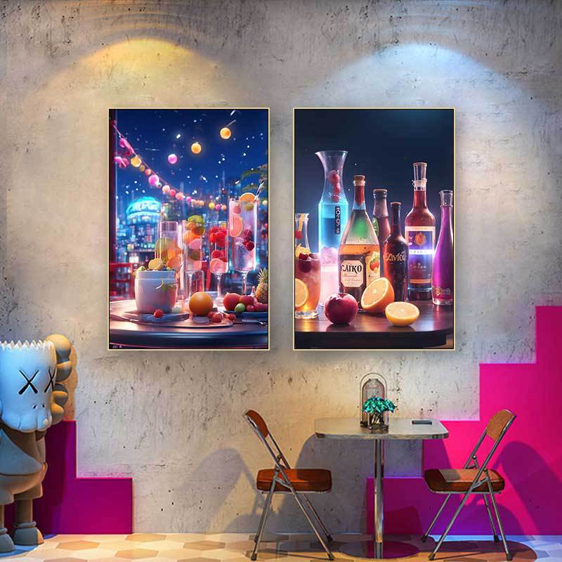 Bar KTV box decoration hanging pictures Cocktail bottle clear bar atmosphere music dining bar Bistro decoration painting
