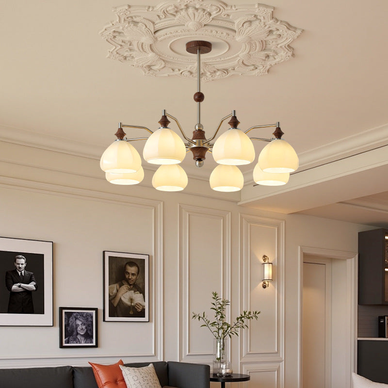 French medieval living room chandelier walnut wabi wind hall main light dining room bedroom whole house package Zhongshan lighting