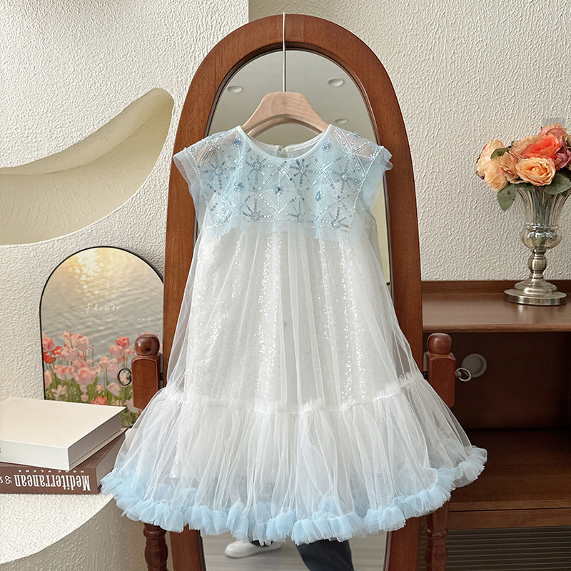 【clearance】girls' summer dress - super stylish princess dress, frozen elsa style