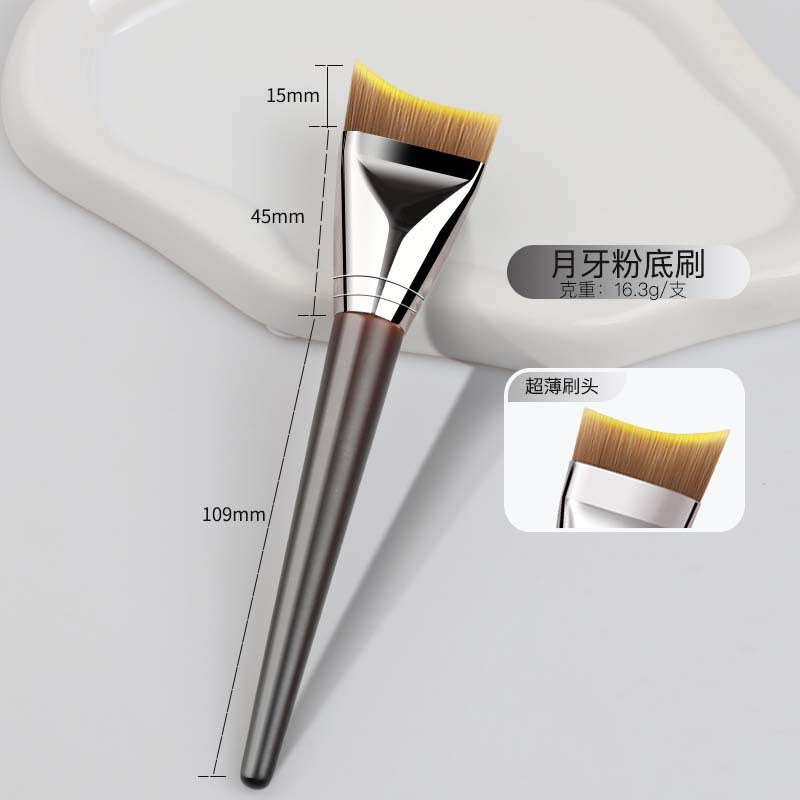 Crescent blade foundation brush wooden handle seamless mask brush single ultra-thin peak foundation brush beauty tool makeup brush