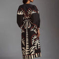 cross-border e-commerce european and american women's clothing: new summer collection - vintage-inspired printed lantern sleeve fashion v-neck dress