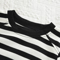 Girls' black and white striped sweatshirt set -  new fashionable and versatile kids' top and flared leg pants two-piece outfit