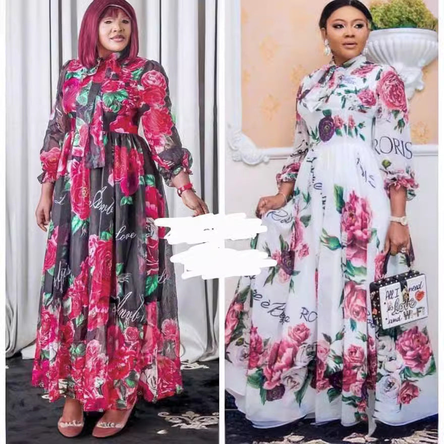 Aliexpress  beach seaside cross-border supply african clothing women's plus size chiffon printed dress
