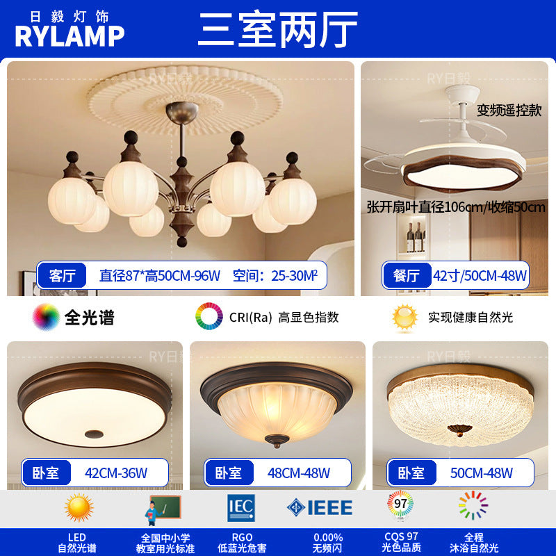 French antique living room chandelier retro high-end solid wood designer bedroom dining room art Zhongshan lighting