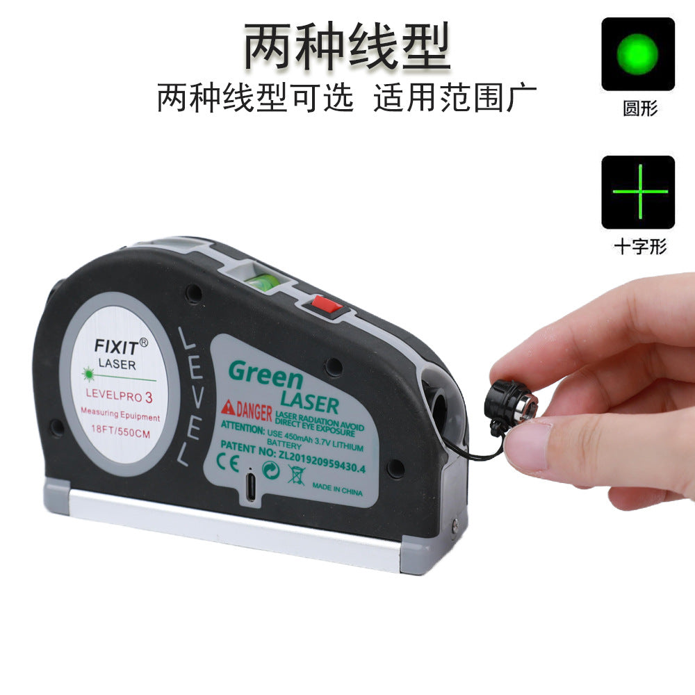 Green Light Level Leveler Multifunctional Cross Tape Measure Thrower Laser Infrared Thrower Thrower Thrower Tool