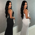 C7102 cross-border   independent station fashionable women's sleeveless camisole dress long dress new