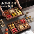 Wooden tray for tea brewing, dried fruit, afternoon tea snacks, and dim sum – original paulownia wood chinese-style multi-compartment tea tray