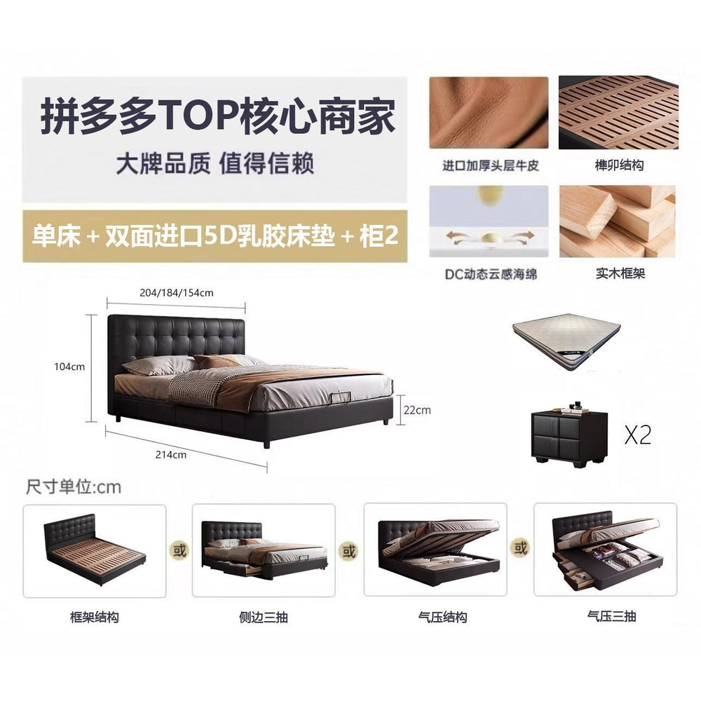 Big tree island home french retro storage waffle grids bed master bedroom bed italian light luxury black medieval style bed high box
