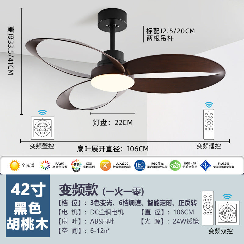 Intelligent Zhongshan Lighting Electric Fan Chandelier Creative Home Dining Room Full Spectrum Ceiling Fan Light Nordic Living Room Fan Light