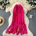 French cutout polka dot tassel midi skirt - women's spring korean style high waist slimming a-line work skirt
