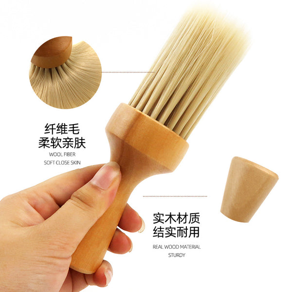 Broken hair brush Barber shop hair cleaning tool Neck brush, solid wood handle fiber brush, hair brush