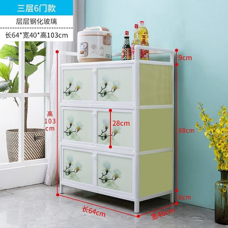 Aluminum alloy cupboard for home kitchen cabinet simple multi-functional stainless steel locker multi-layer stove storage cabinet box