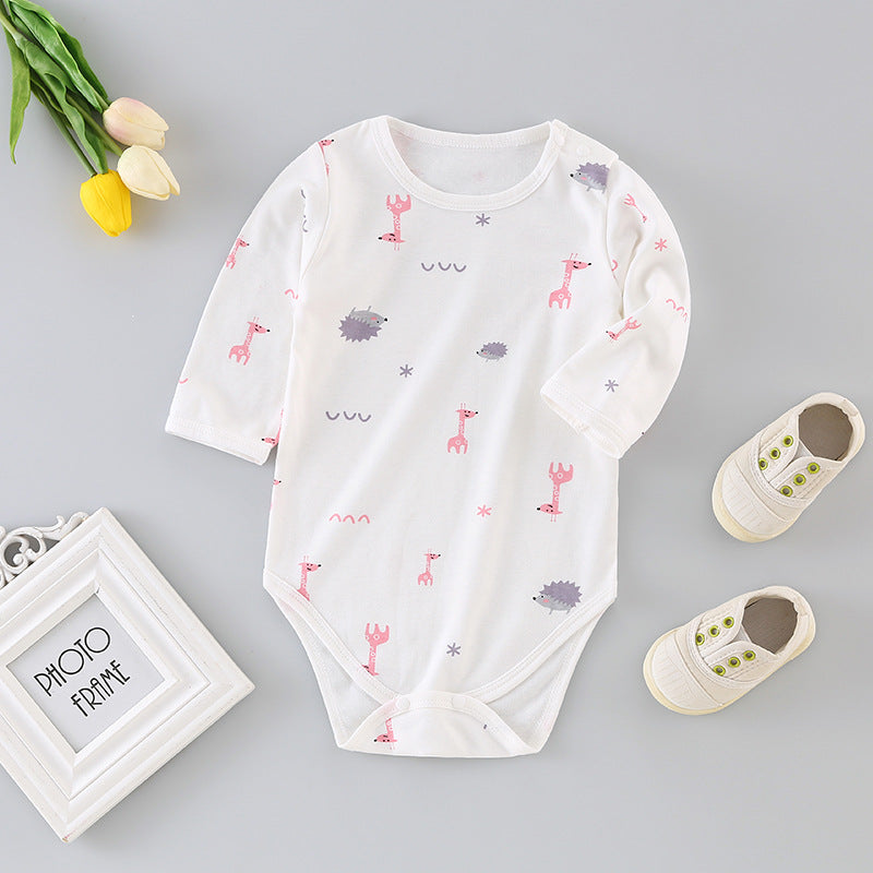 Baby long-sleeve romper: autumn triangle bodysuit, newborn unisex spring/autumn pure cotton crawling suit